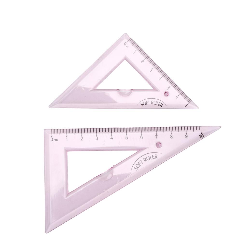 4pcs Ruler Soft Plastic Transparent Cute  Angle Length Measuring Tools for Kids Students Studyin