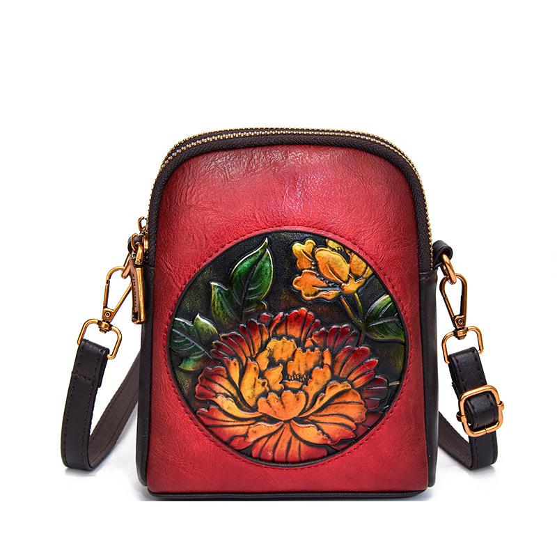 Chinese Ethnic Style Handbag for Women, Versatile and Casual, Suitable for Middle-aged and Elderly Mothers. One Shoulder Diagonal Cross Phone Bag