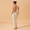 Summer Knitted Dress Suspender Backless Sexy Deep V-neck Beach Skirt
