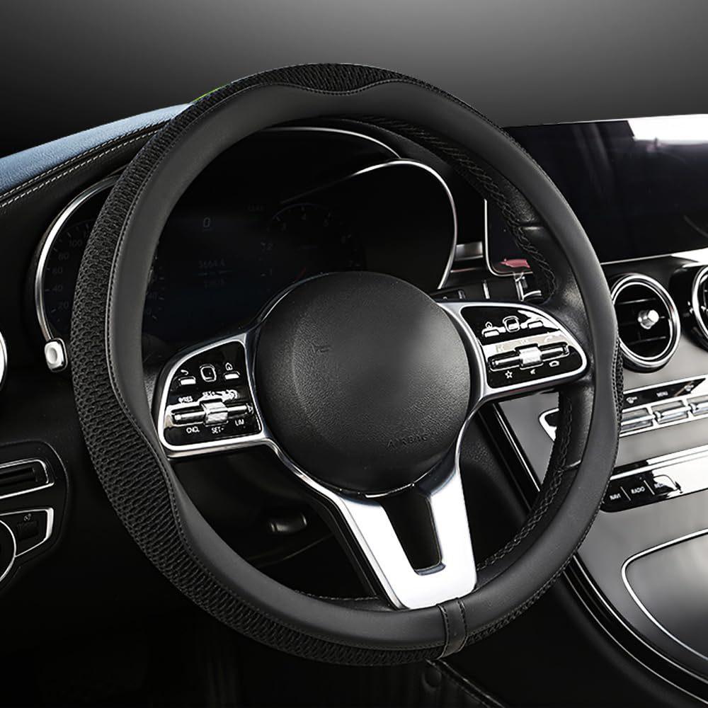 Ice Silk Steering Wheel Cover - Breathable, Sweat-Absorbent, Wear-Resistant for 15” Handles