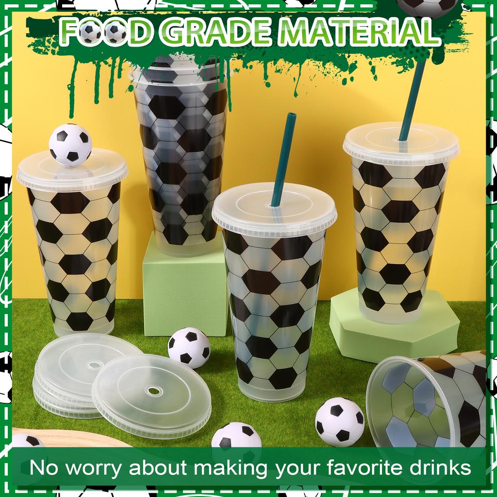 10 Pcs 25 Oz Plastic Soccer Cups Reusable Tumbler With Lid And Straw Soccer Birthday Party Gifts For Fan Men Women Sports