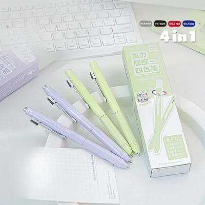 Barevné studentské gelové pero 4 v 1 Minimalismus Estetické elegantní gelové pero 0,7 mm černé/červené/černé/modré inkoustové pero na psaní