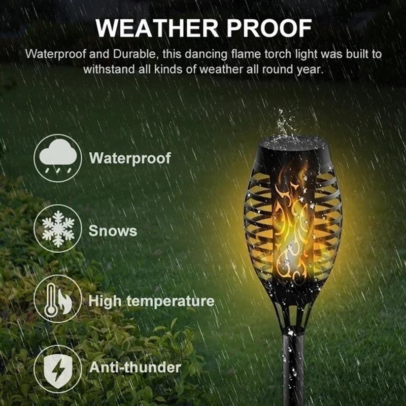 Flickering Flame Solar Garden Lights, Waterproof Outdoor Lawn Lamp Realistic Fire Effect for Yard Patio Pathway Halloween Holiday Decor Lighting