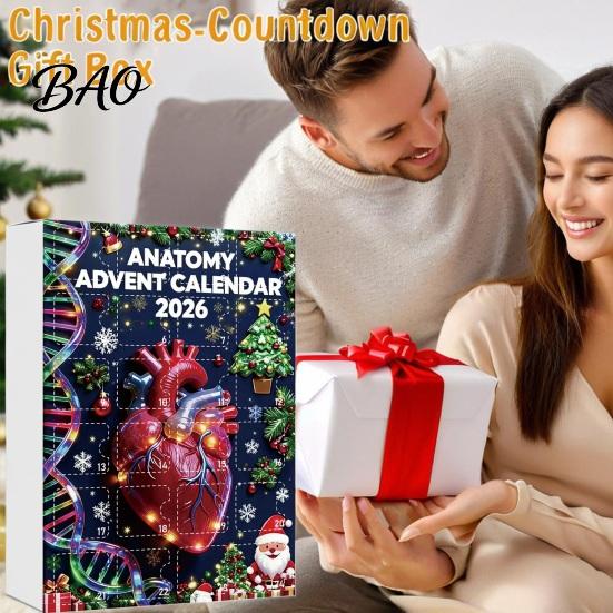 Geschenke für Medizinstudenten 2026 Anatomie Adventskalender, 24-tägiges Körperorgan-Schmuckset, Sammlerstücke für Anatomie-Enthusiasten Hängedeko für