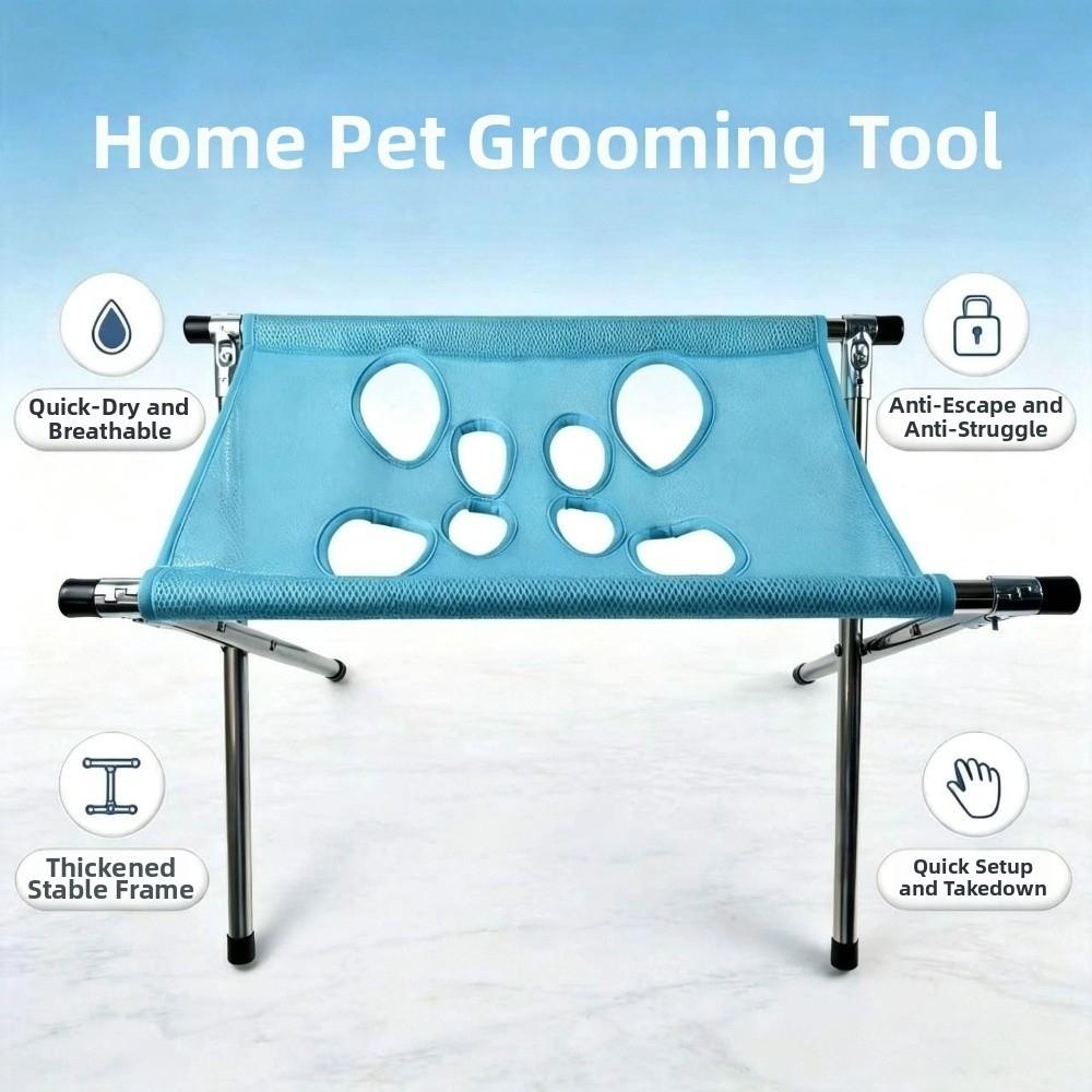Folding Pet Grooming Hammock Anti-Scratch Quick Drying Dog Grooming Table Sturdy Detachable Pet Washing Station
