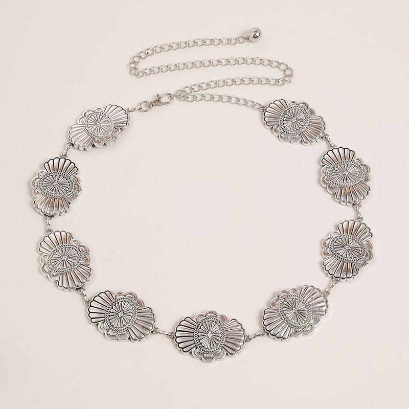 Retro Design Geometric Shape Metal Casual Waist Chain For Vintage Style Women Summer