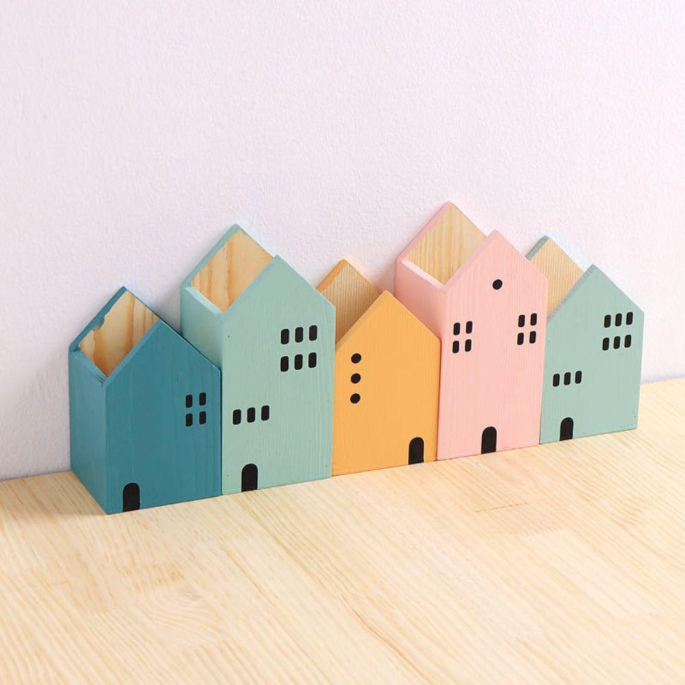 

Minimalist Pencil Container Handcraft Stationery Storage Box Desktop Orange Small