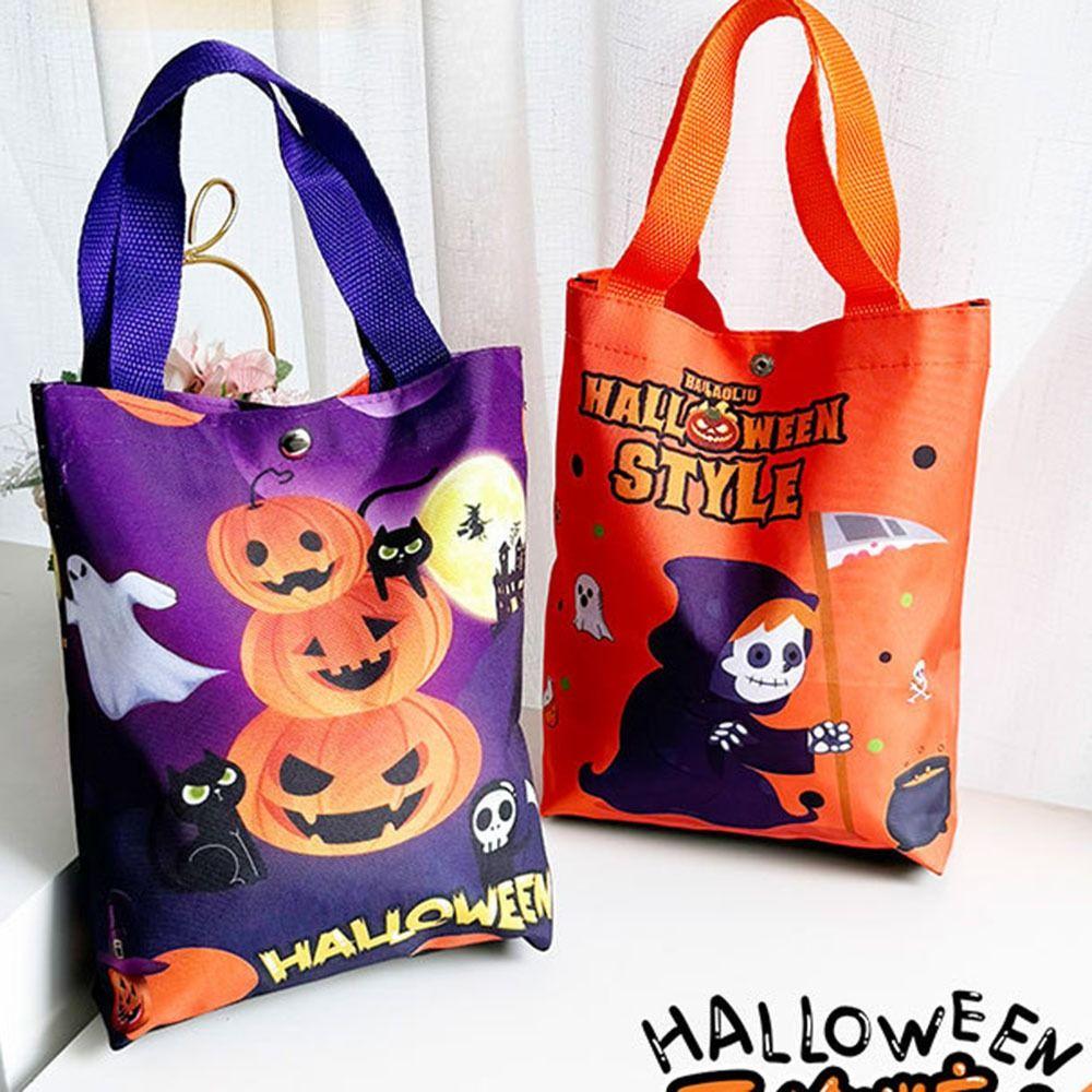 Pumpkin Pattern Design Halloween Treat Bags Portable Goodie Bag with Handle Party Supplies