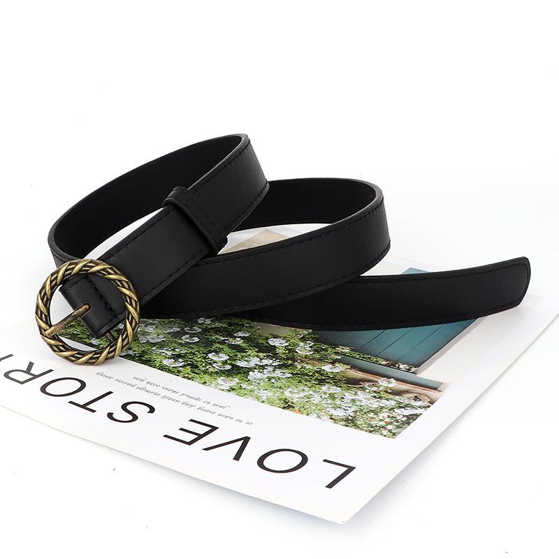 Retro Waist Minimalist Belt With Circular Buckle Design For Casual And Business