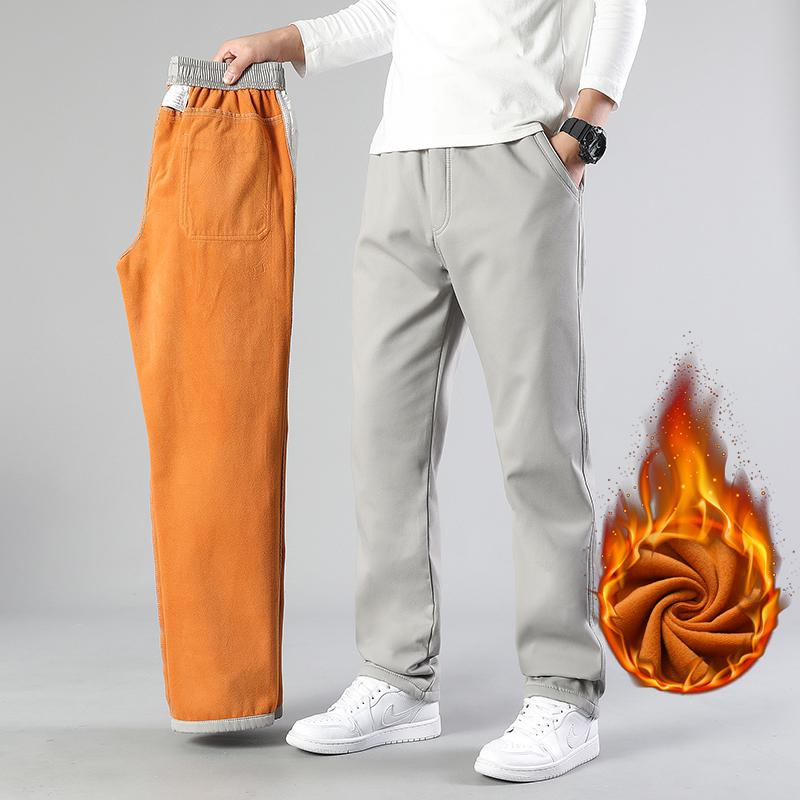 

Мужские брюки большого размера на осень-зиму, брюки с флисовой подкладкой, мужские брюки свободного кроя, много карманов, длинные брюки 5XL 6XL, классические брюки 6XL светло-серый