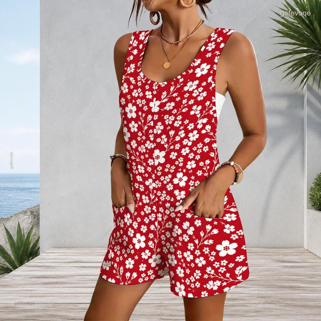 Womens Plus Size Patch Pocket Sleeveless Tank Romper