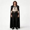 Halloweenowa peleryna z piórami Kosiarza i Wiedźmy Unisex Vintage Hanfu Odzież wierzchnia Kostium sceniczny