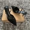 Black Embroidered Mesh Slingback High Heels Sandals for Women  Shoes Woman Elegant Style Wedding Party Pumps