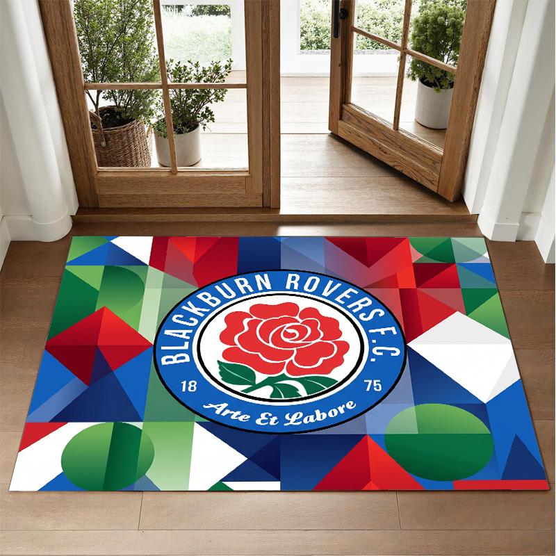 Blackburn Rovers Football Design Crystal Velvet Rug Soft Decorative Mat for Bedroom Entrance