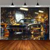 1 Piece of Retro Garage Car, Classic Sports Car Industrial Style Background Fabric, Personalized Room Wall Stunning Design