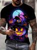 Halloween Men's T-shirt Retro 3D Printed Summer Short Sleeved Top Fashionable Casual Personalized Round Neck Clothing
