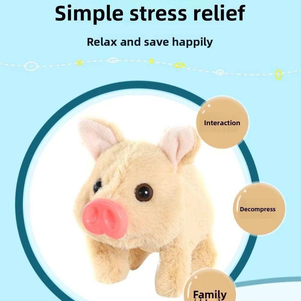 Can Walking Electric Pig Plush Toy with Wagging Tail Stuffed Animal Pig Doll  Interactive Play