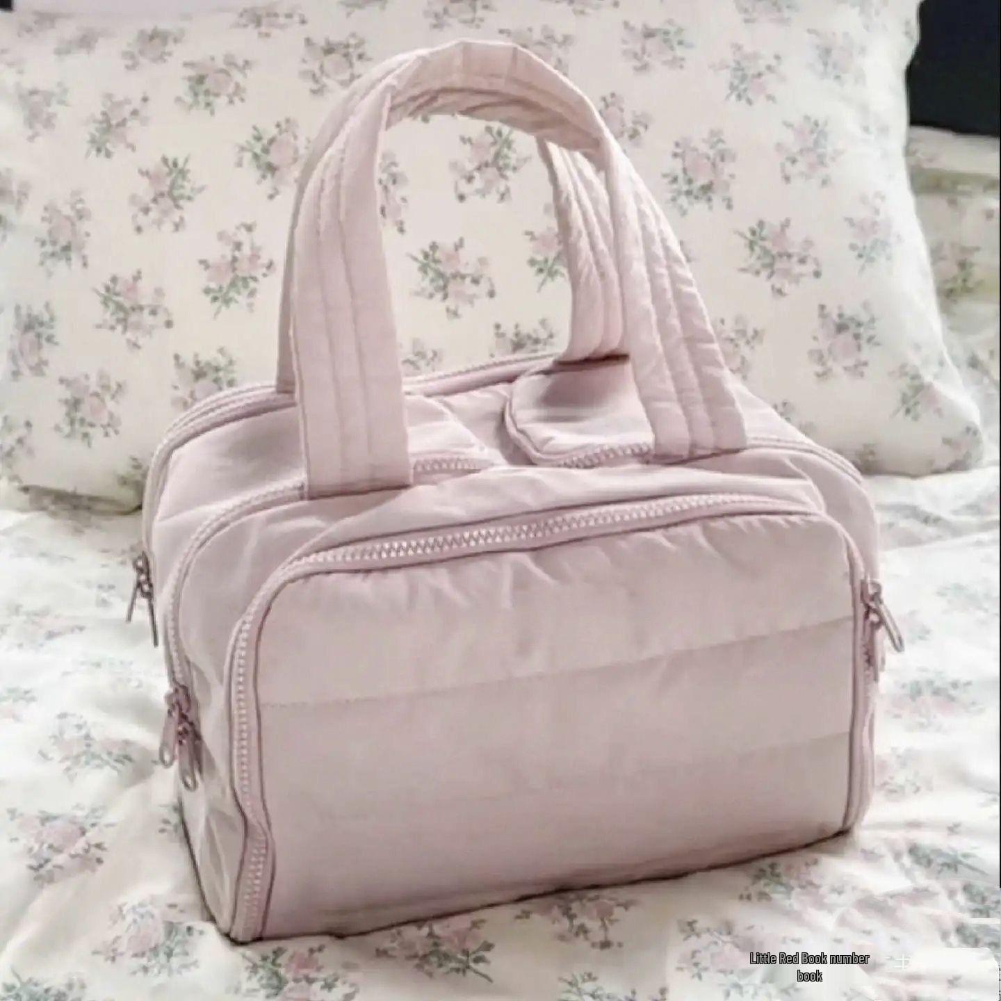 2025 Spacious Fluffy Makeup Bag: Women s High-End Travel Toiletry Organizer Pink Double Opening