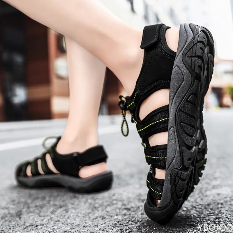 Men Sandals Summer Casual Beach Flat Shoes Non Slip Hiking Breathable Rubber 9 New Fashion 2025 Slippers Closed Toe