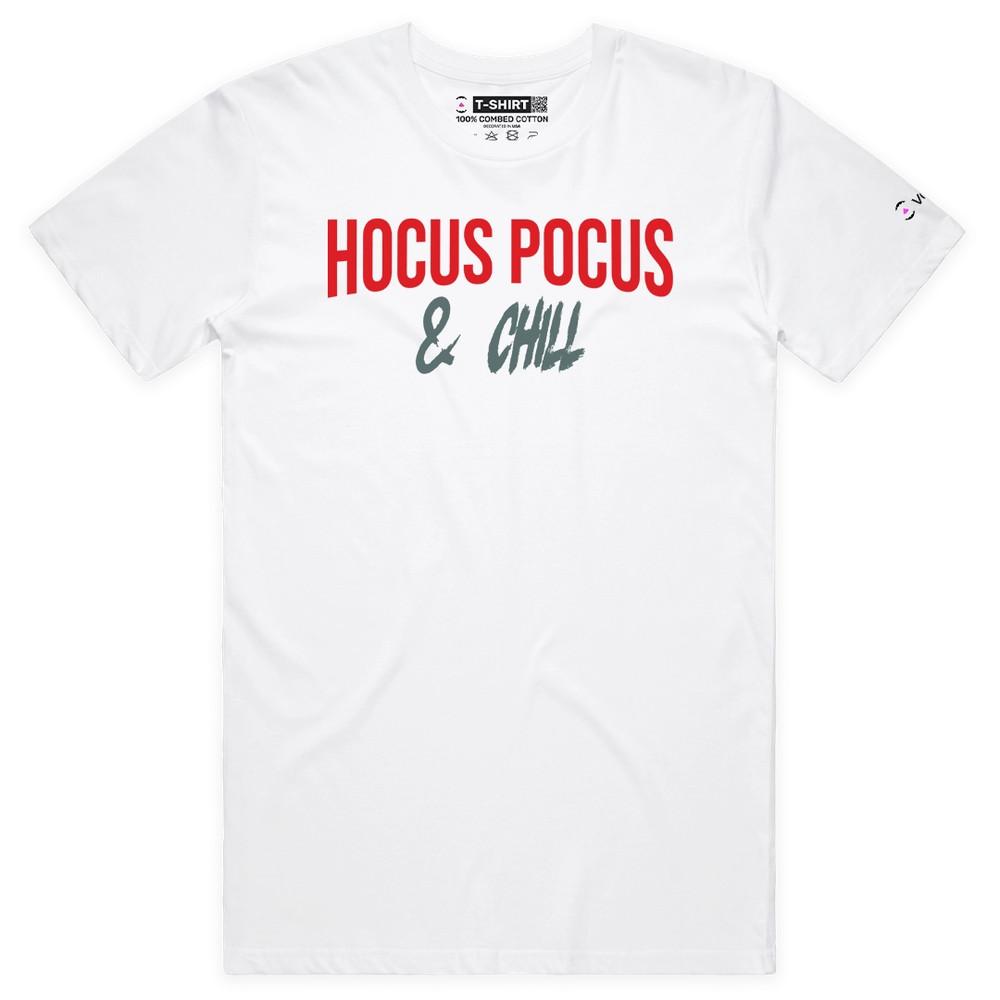 VOICEART Hocus Pocus and Chill Funny Halloween Graphic Premium Holiday T-Shirt L