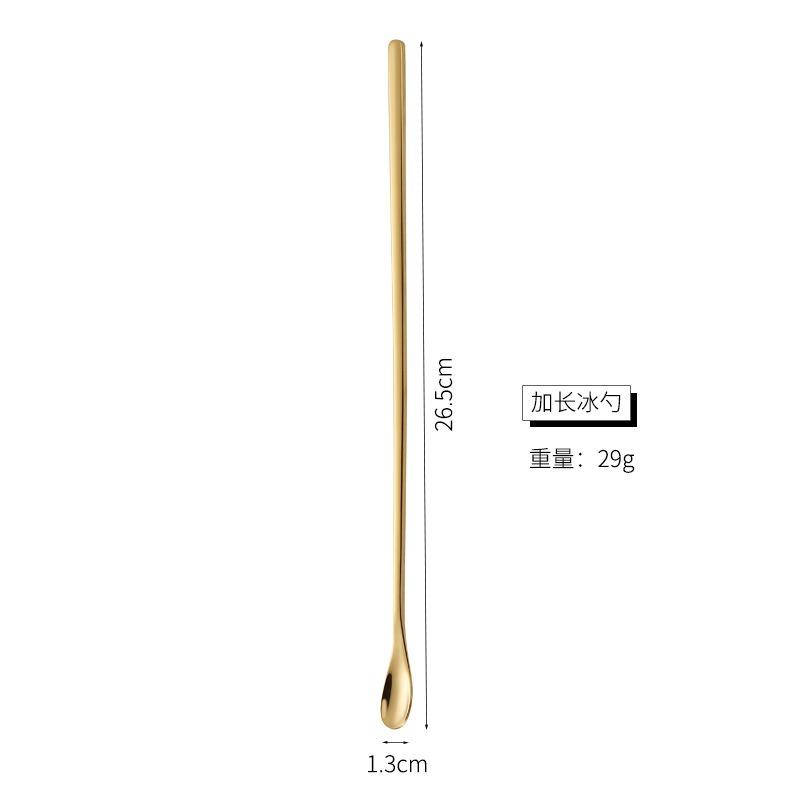Stainless steel mixing spoon long handle coffee spoon dessert spoon creative ice spoon honey spoon milk tea bar spoon