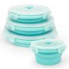 3/4 Stück faltbare runde Silikon-Lunchbox, tragbare Bento-Lunchbox, Mikrowellen-faltbarer Lebensmittel-Obstbehälter, Schüssel