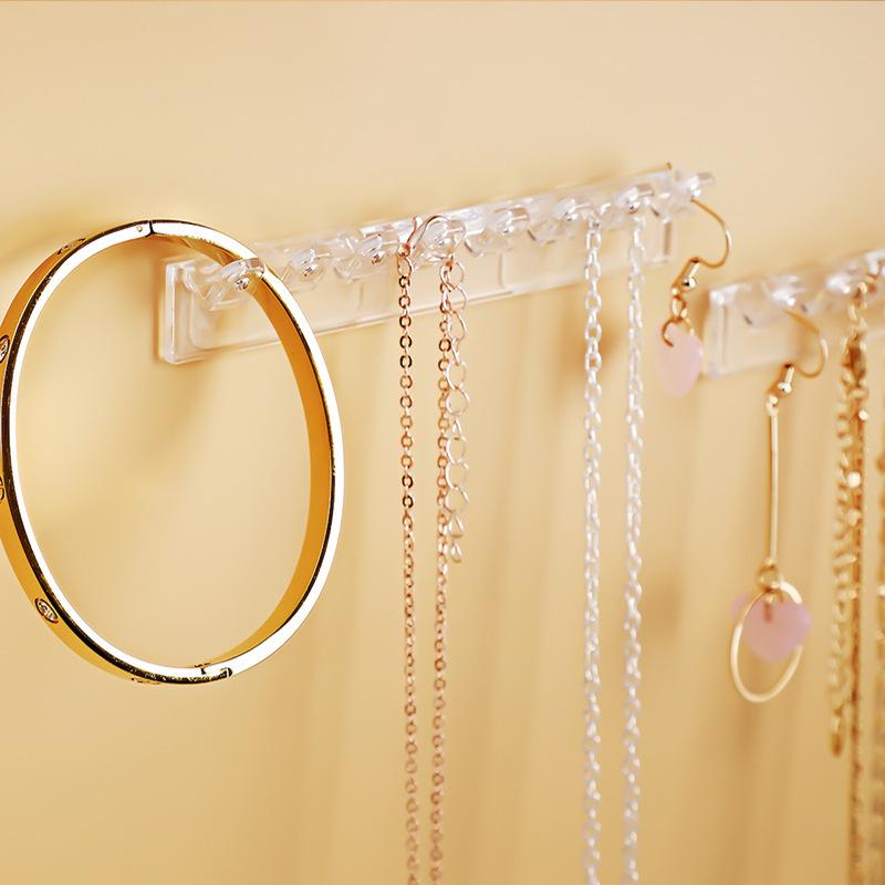 3-Piece Wall-Mounted Transparent Jewelry Rack for Earrings, Rings, and Necklaces