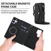 For Samsung Galaxy S25 Ultra Wallet Case Magnetic Detachable PU Leather Phone Cover with 2 Straps