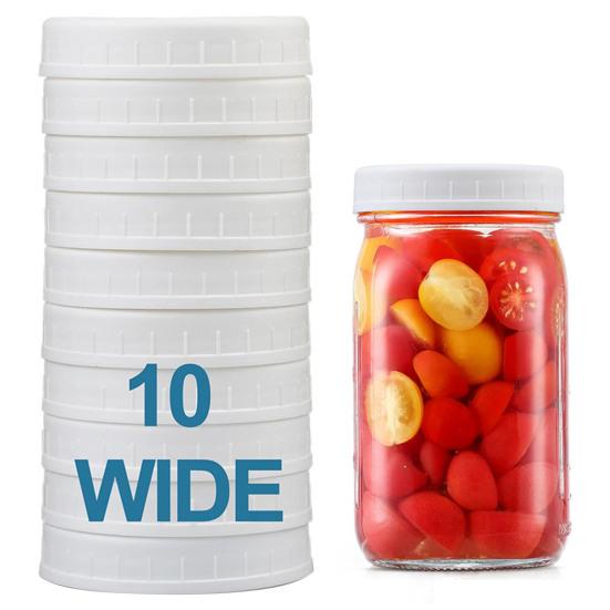 10Pcs 70/86MM Wide Mouth Mason Jar Lid Reusable Leak Proof White Canning Cover Dishwasher Safe Food Grade Jar Sealing Lid Top Cap
