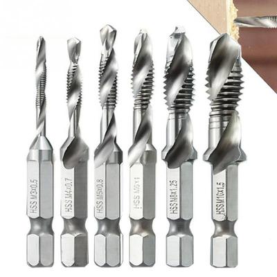 6 sztuk 1/4 Hex Shank Gwintownik M3 M4 M5 M6 M8 M10 Narzędzie do obróbki drewna HSS Gwint spiralny Śruba Metryczny Kompozytowy Wiertło do gwintowania