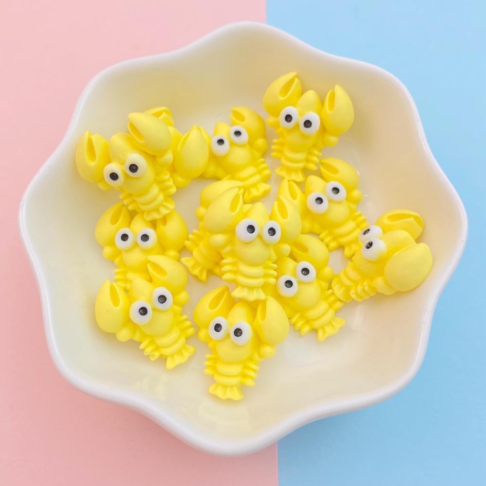 20Pcs New Cute Resin Crab, Lobster, Fish Ocean Series Flat Back Parts Embellishments For Hair Bows Accessories