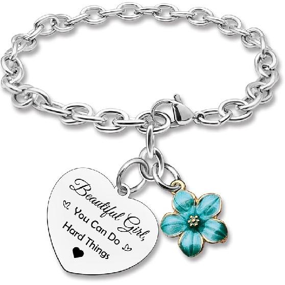 DlaeKua Позитивные Цитаты Подарки Вдохновляющий Браслет Подарки на День Рождения для Дочери Внучки Подарок на Дружбу Рождественский Подарок для Племянницы Девушки