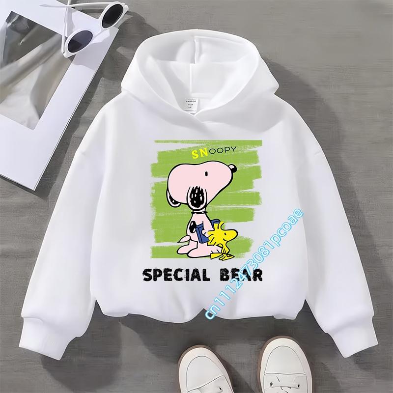 Snoopy children's hooded sweatshirt for boys, girls, casual top with cartoon print, long sleeve, autumn/winter collection