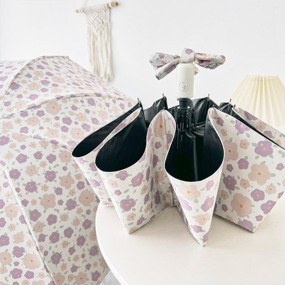 Fresh Floral Print Sun Rain Umbrella Dual-purpose Foldable Umbrella  Travel Accessoreis