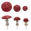 ABWR-3Pcs/Set Mini Mushroom Glow In The Dark Resin Crafts Fairy Garden Miniatures Garden Ornament Terrarium Figurines Decor Red&
