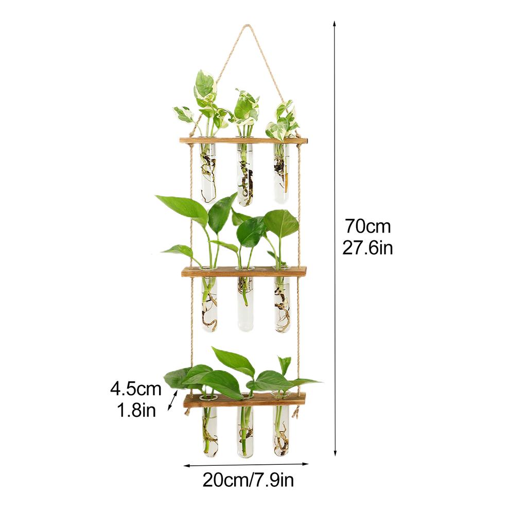 Wall Hanging Propagation Station Tiered Plant Hanger Flower Vases Wall Decor for Home Office