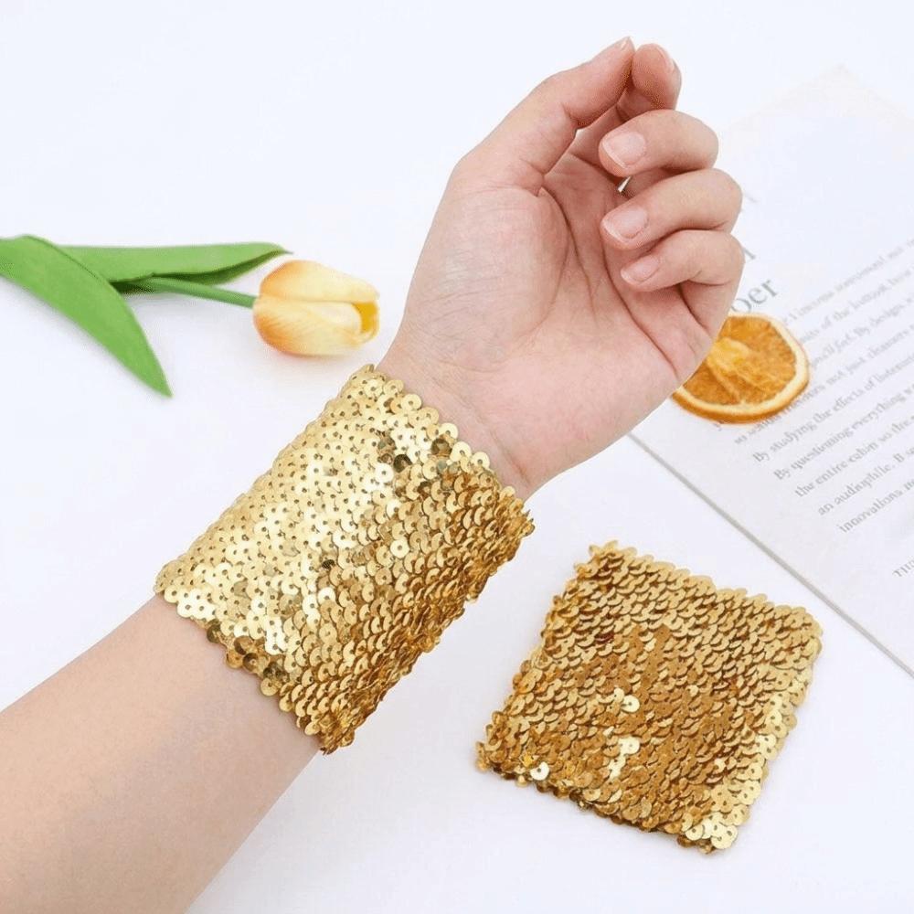 Lightweight Sequins Wrist Cuffs Elastic Wristband Fashion Bracelet Costume Prop