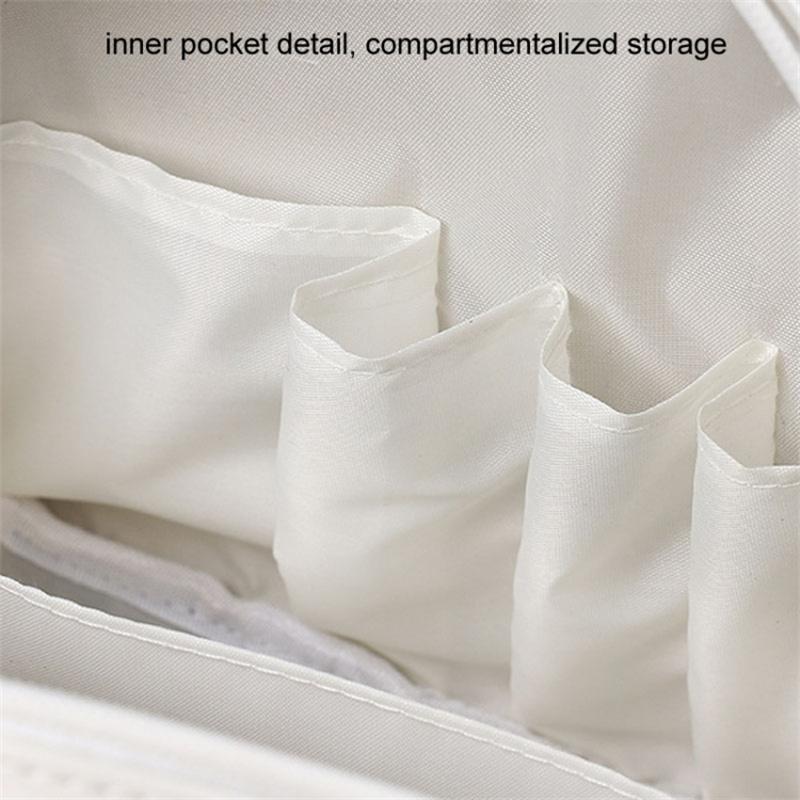 Handheld Shell Makeup Bag Large Capacity PU Leather+Polyester Travel Toiletries Storage Bag