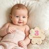 Baby Monats Meilenstein Karte Schild Holzblumenbrett mit 10 austauschbaren Zahlen für Neugeborenen Wachstums-Tracker Foto Requisite Babyparty Kinderzimmer Dekor