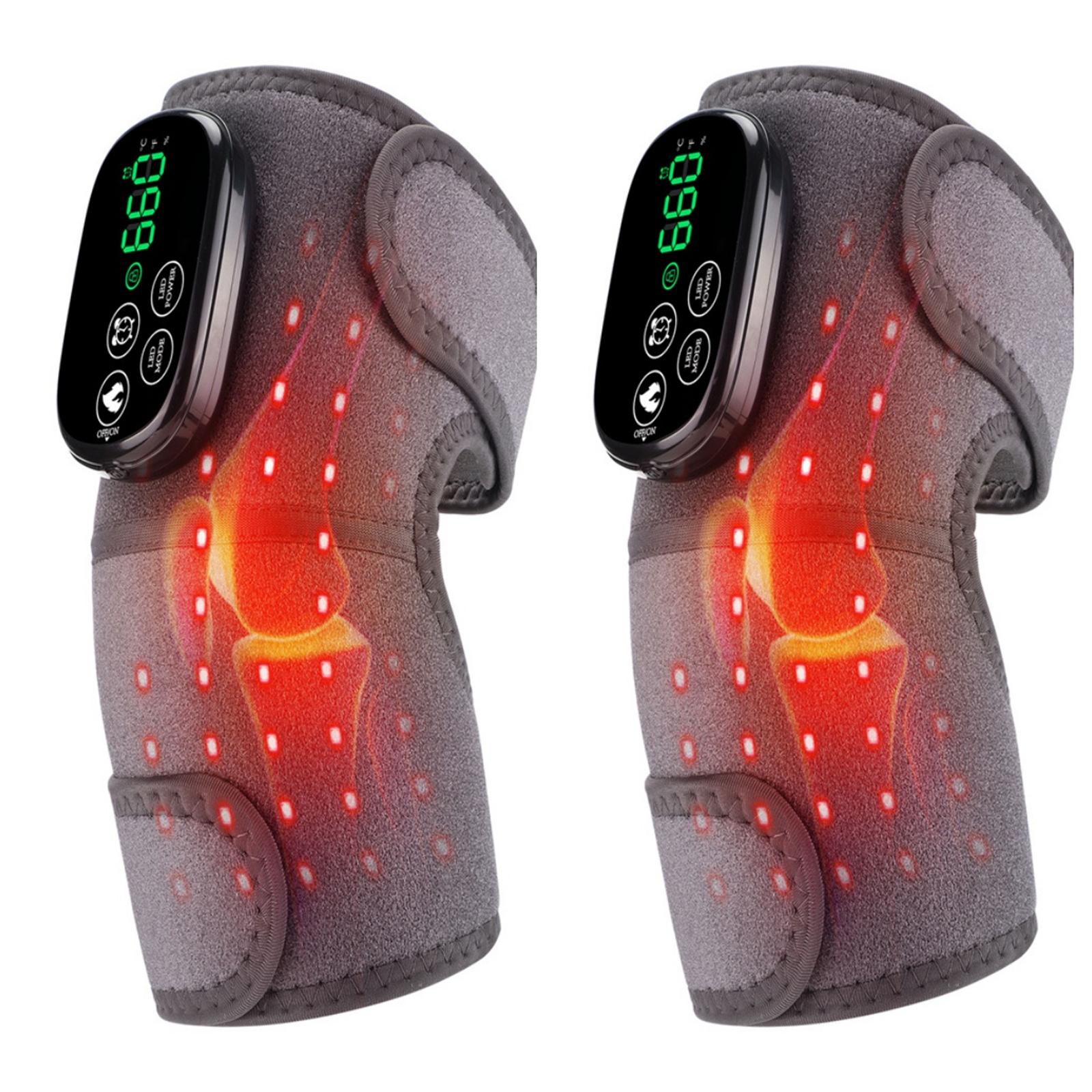 

Светодиодный массажер для колена 650 нм и 850 нм, красный свет, вибрационный массажный коврик, электрическая инфракрасная защита колена чёрный