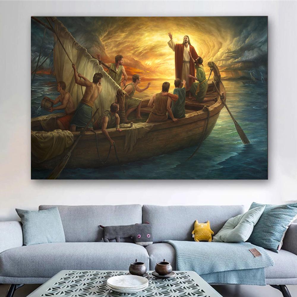 Jesus Christ Canvas Painting Art From Fear To Faith Religious Wall Decor Poster Print for Home Decor