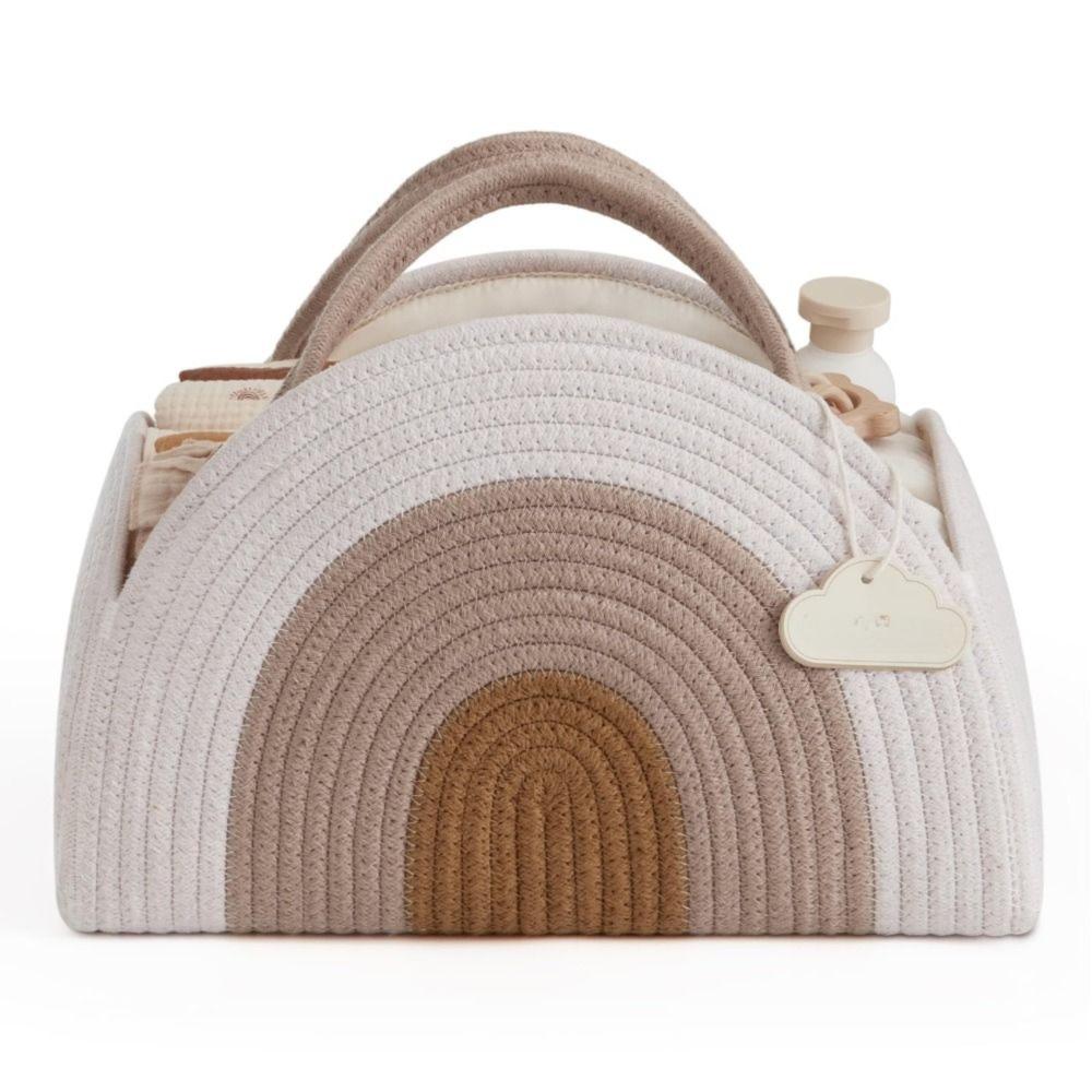 Woven Cotton Rope Baby Diaper Organizer Newborn Essentials Diaper Storage Bag Diaper Basket