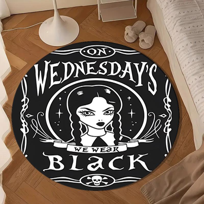 Wednes-day Gothic Round Rug for Livingroom,Bedroom, Palyroom, Chair Rug, Area Rug, Circle Carpet, Large Size Fan Christmas Gift