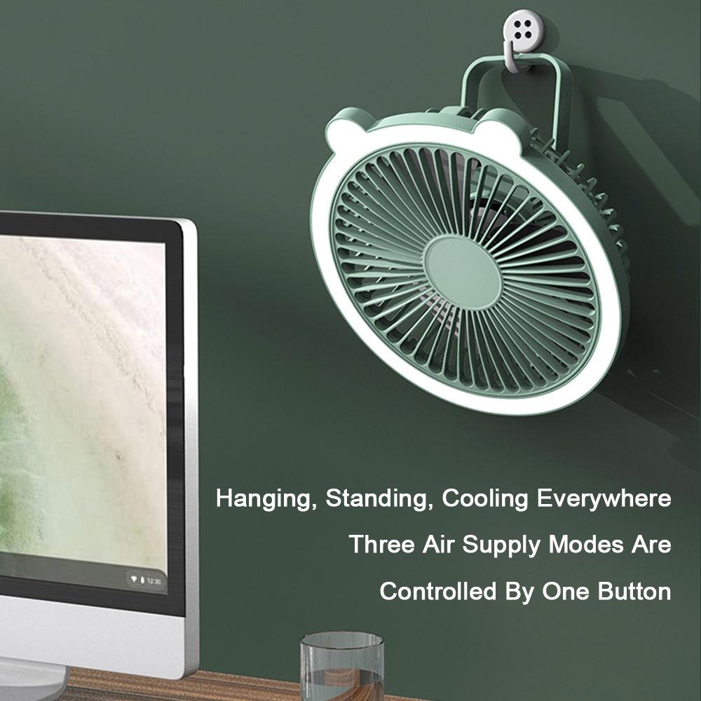 Mini Fan with Led Night Light Usb Rechargeable Fill Light Desk Fan Portable Table Lamp Variable Fan for Home Office Gift