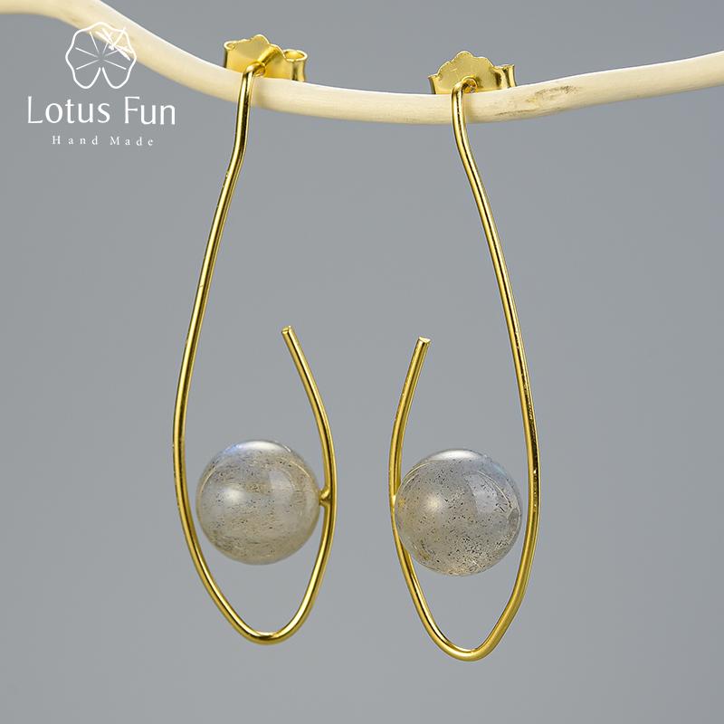 

Lotus Fun настоящее серебро 925 пробы натуральный камень креативный дизайнер изящных ювелирных изделий драгоценный камень яркие глаза висячие серьги для женщин