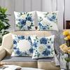 Assorted Blue Flowers Print Home Decor Pillowcases Bedroom Living Room Sofa Decoration Polyester Cushion Covers With Zipper