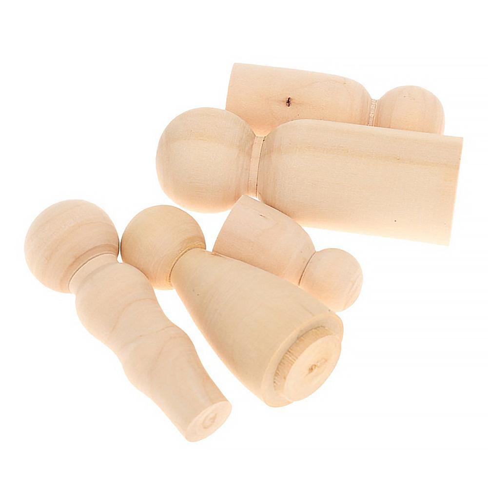 DIY Crafts Natural Color 5Pcs/set Family Five People Unfinished Home Decorations Paint Stain Ornament Wooden Peg Dolls