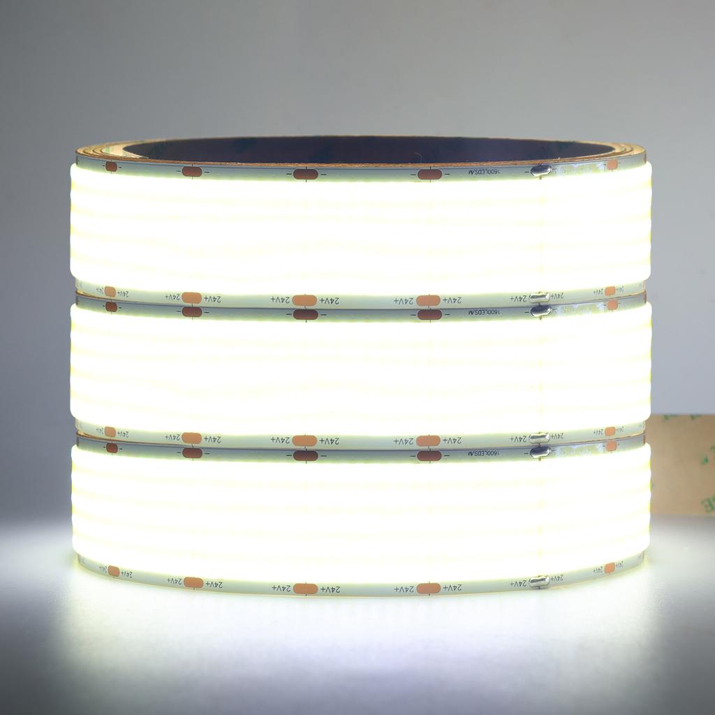 1600Leds/M Super Brighter DC 12V 24V COB Strip 3000K 4000K 6000K IP21 Not Waterproof Home Decor Flexible Ribbon Rope LED Light