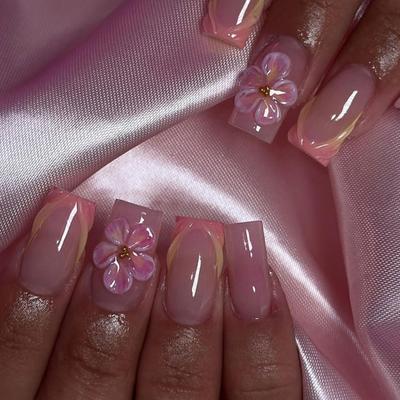 Press On Nail French Tip Square Nail Tips Fake Nail with Designs Artificial Acrylic Nail Full Cover Acrylic False Nail