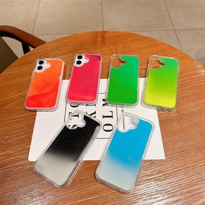 Custodia Cellulare Sabbie Mobili Luminosa Galleggiante per IPhone 14 15 16 Pro Max 17 Cover Scuro Luminoso Lucido Glitter Liquido Guscio Duro Coque Ragazza
